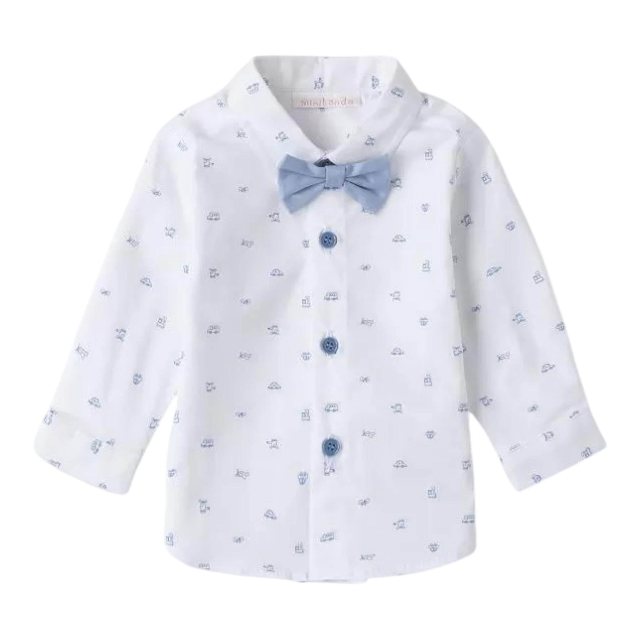 Mini Banda Camicia Manica Lunga tinta unita con Papillon Bianco per Neonato 3B600X BIANCO MINI BANDA 