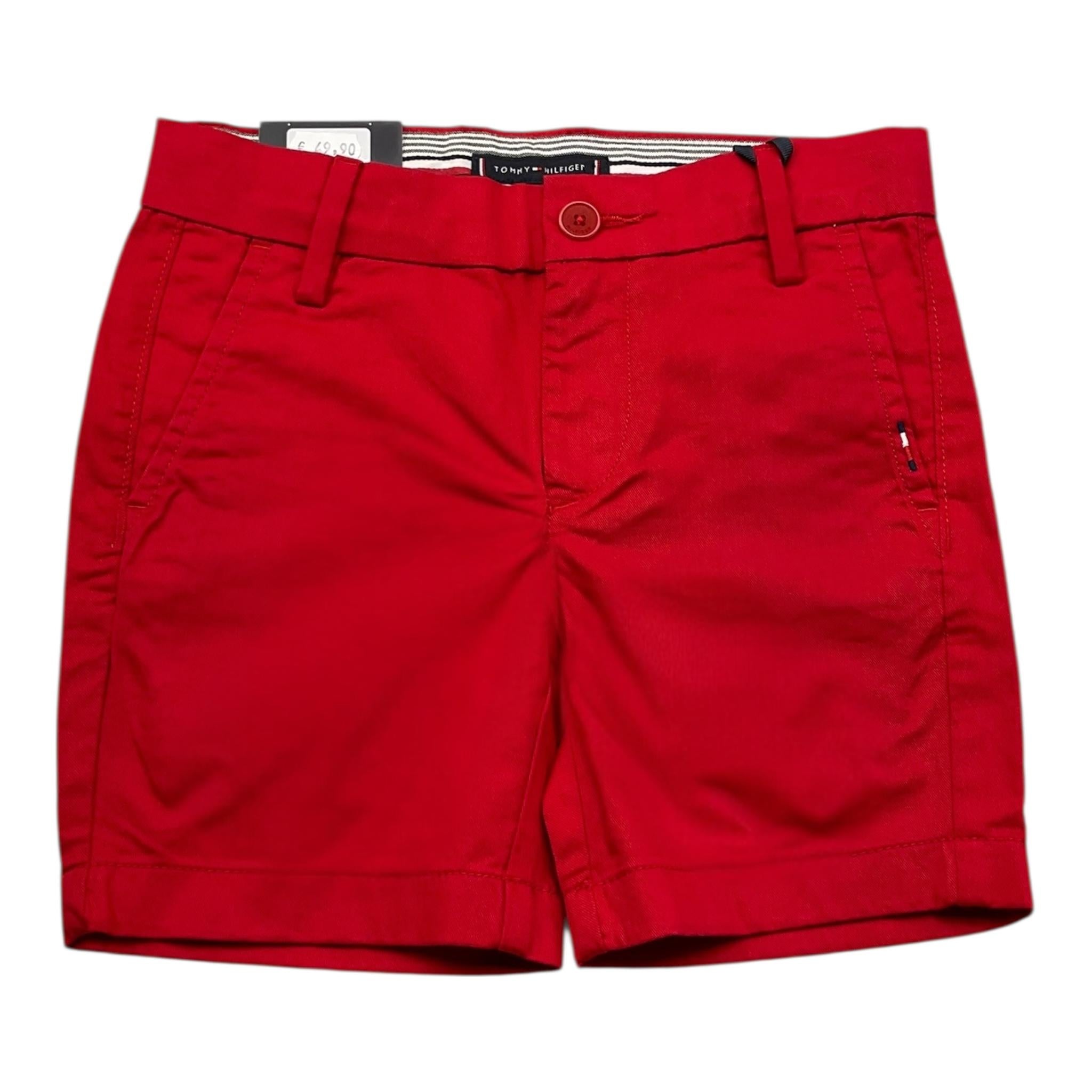 Tommy Hilfiger Bermuda Tinta Unita con Girovita Regolabile per Bambino KB0KB09641 ROSSO TOMMY HILFIGER 