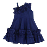 Monnalisa Abito Monospalla Tinta Unita per Bambina 117929A1 BLU MONNALISA 