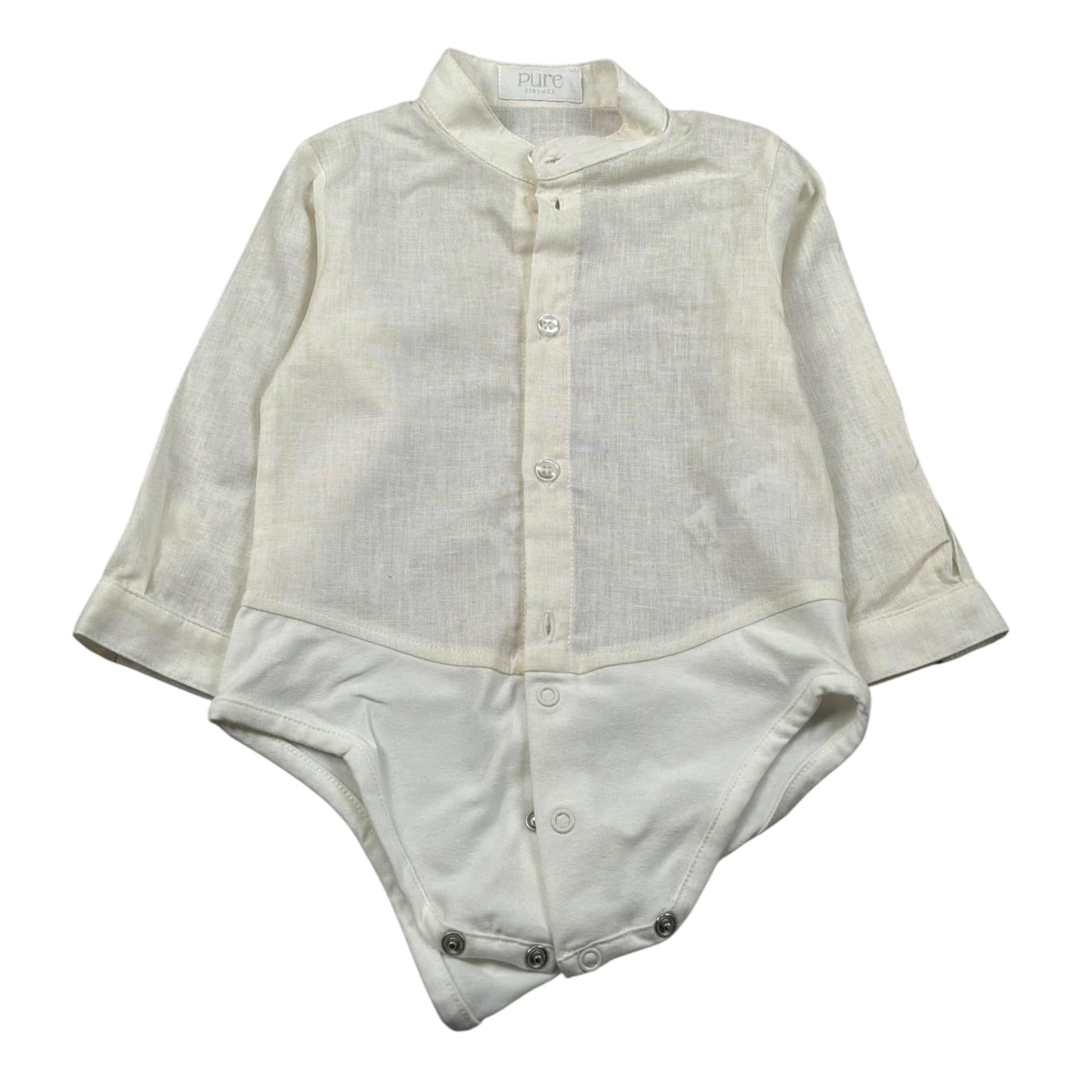Pure Firenze Camicia Body tinta unita Manica Lunga Panna per Neonato PC01178 PANNA PURE FIRENZE 