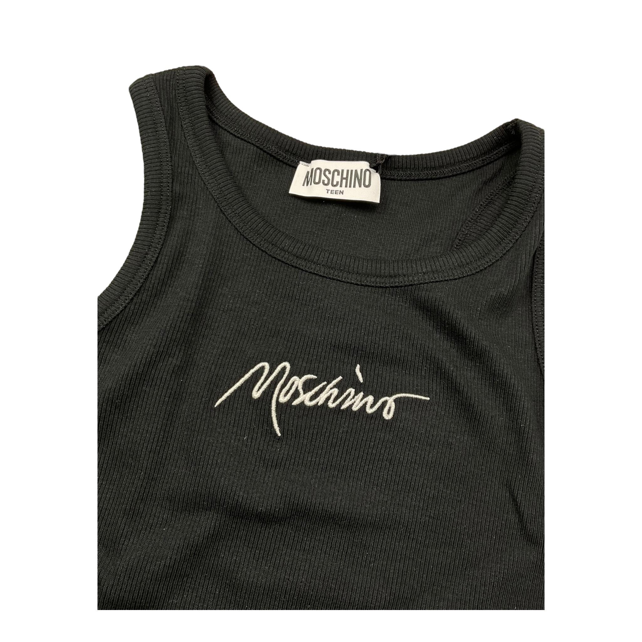 Moschino Canotta Tinta Unita A Costine per Bambina HDM06MX NERO MOSCHINO 