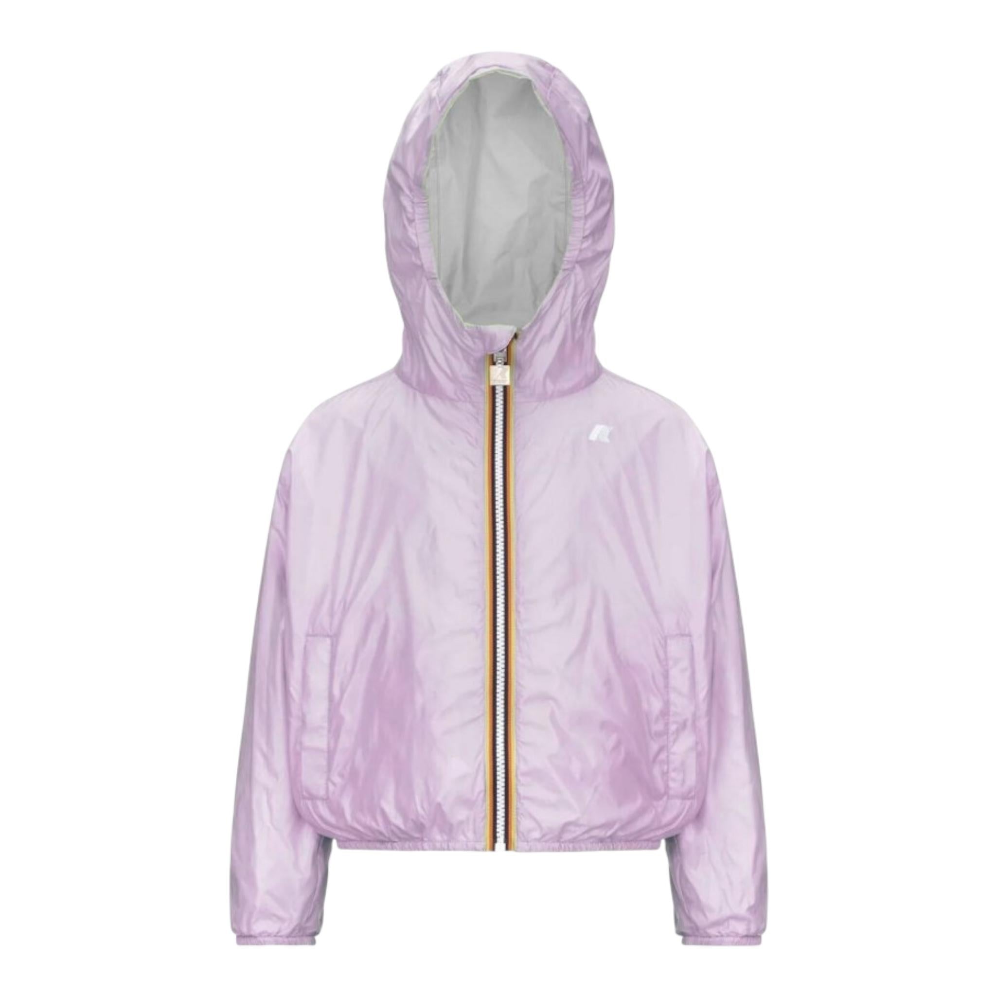 K-Way Giubbino Reversibile Bicolore con Cappuccio per Bambina K41337WX BIANCO/ROSA K-WAY 