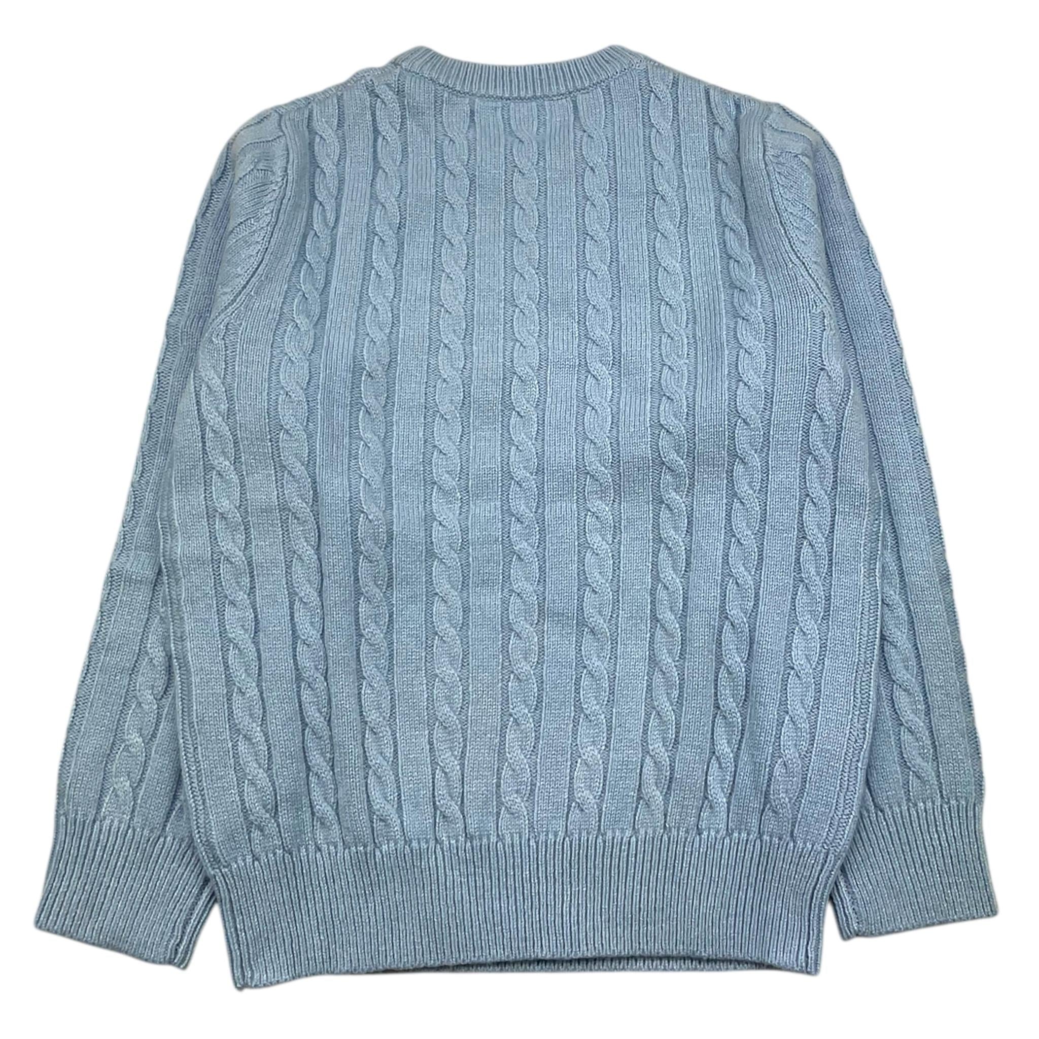 SUN68 maglia girocollo tinta unita con ricamo logo Azzurro per Bambino K44355 AZZURRO SUN68 