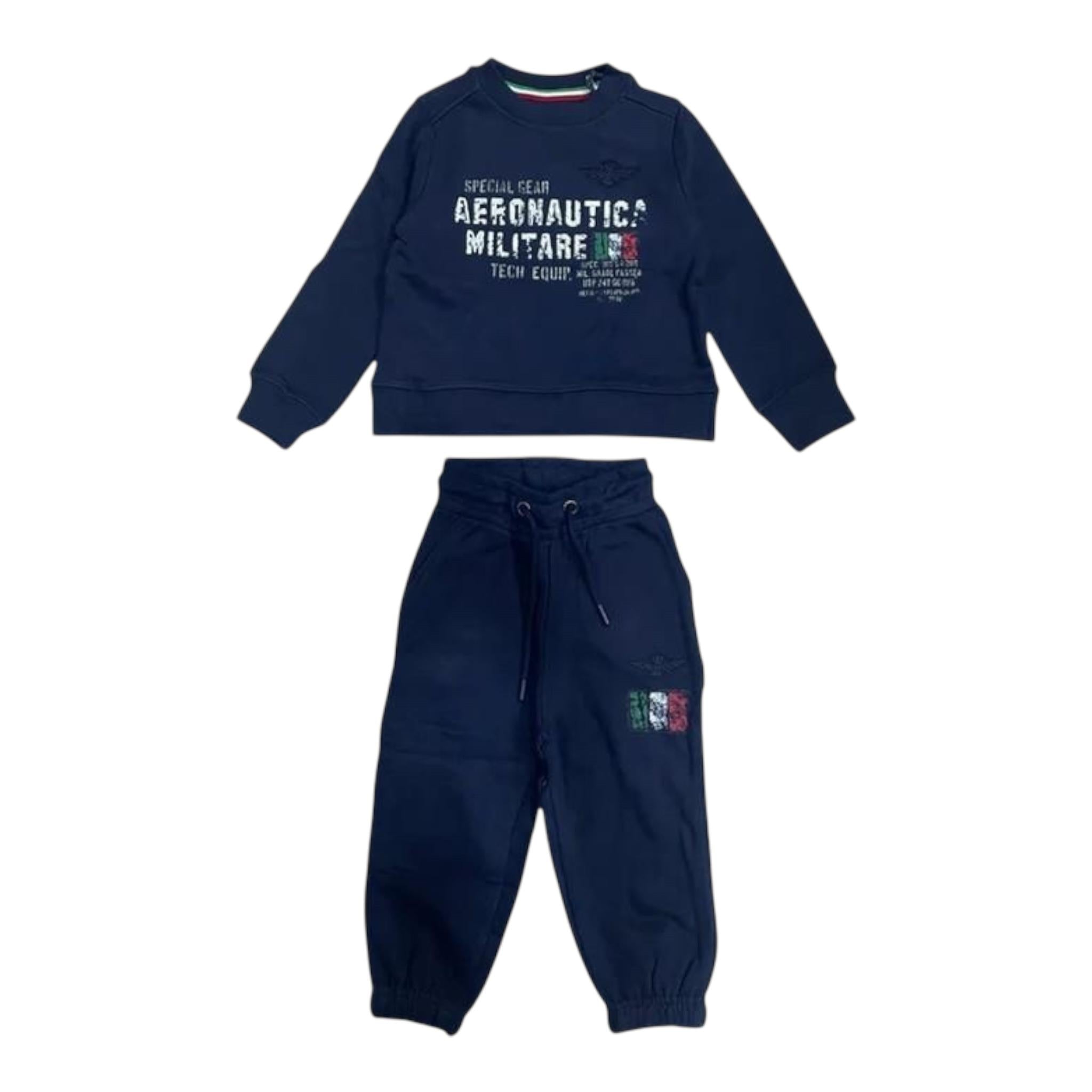AERONAUTICA MILITARE completo 2pz felpa-pantalone tinta unita con logo Blu per Bambino 242TF0001AJRF758 BLU AERONAUTICA MILITARE 