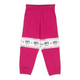 Chiara Ferragni Einfarbige Hose im Trainingsanzug-Stil mit Fuchsia-Print für Baby-Mädchen