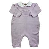 Little Bear Einfarbiger Langarm-Strampler mit lila Bär für Baby Mädchen