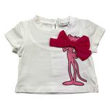 M+E‘ Einfarbiges T-Shirt mit Rundhalsausschnitt und Kontrastdruck in Weiß für Baby-Mädchen