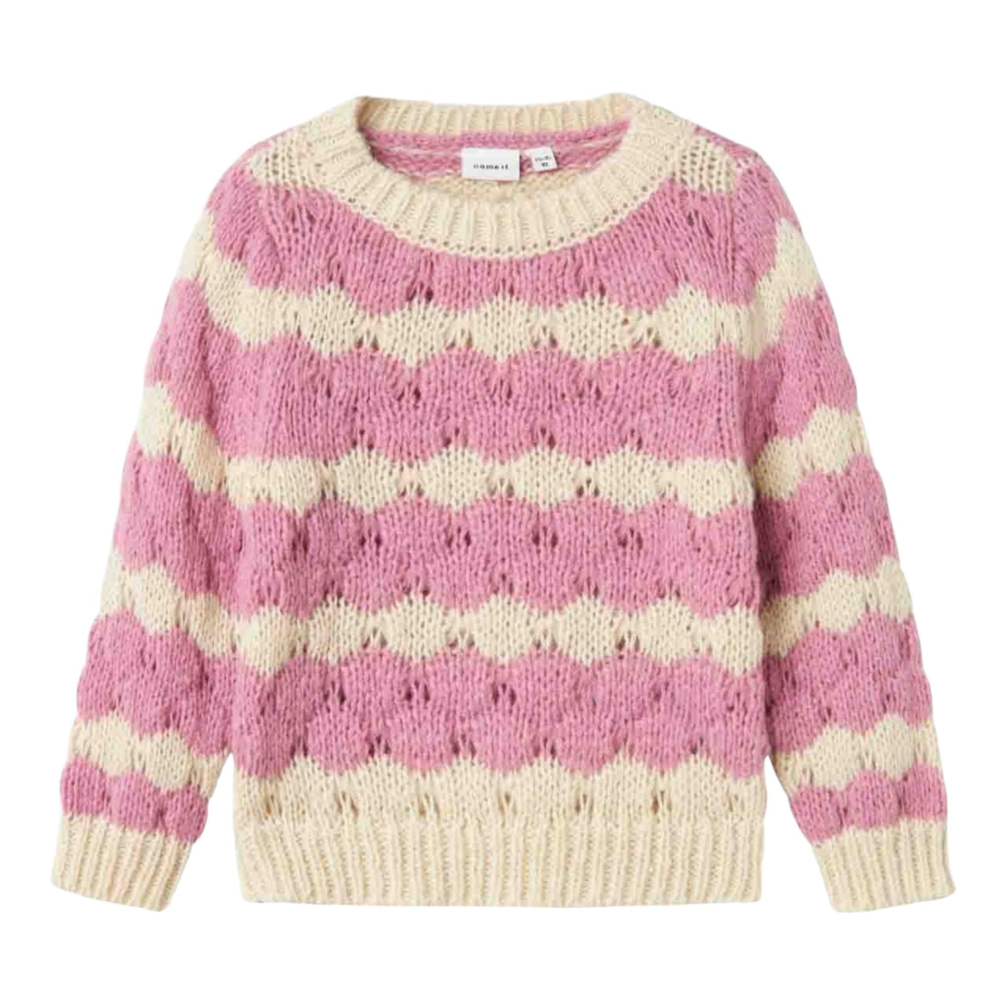 NAME IT maglia bicolore con fantasia a righe Panna/rosa per Bambina 13233150X PANNA/ROSA NAME IT 