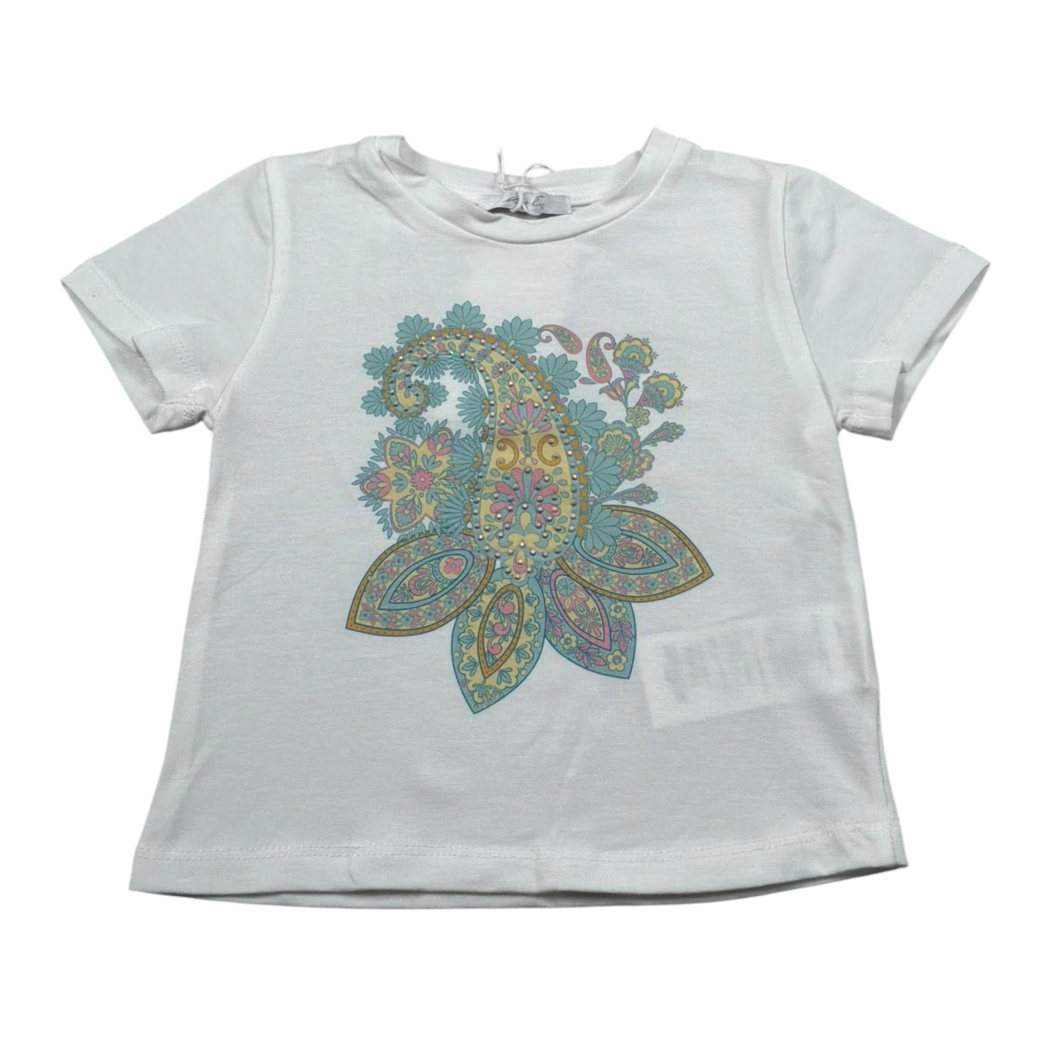 M+E' T-Shirt Girocollo Tinta Unita con Stampa per Neonata 1UE1862 BIANCO M+E' 