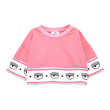 Chiara Ferragni T-Shirt Crop-Modell einfarbig mit rosa Aufdruck für Baby Mädchen