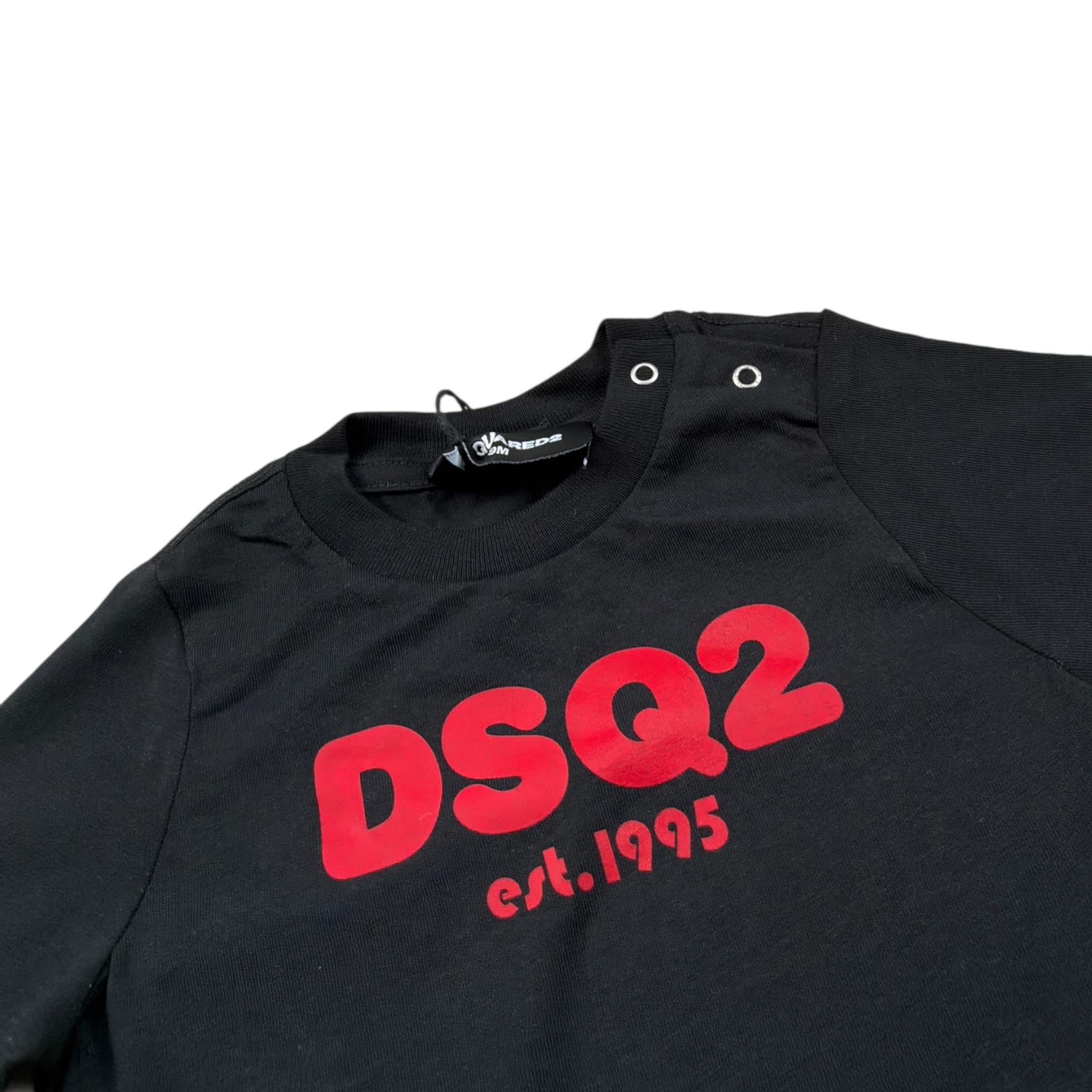 Dsquared2 T-Shirt tinta unita con Stampa Nero per Neonato DQ2139 NERO DSQUARED2 