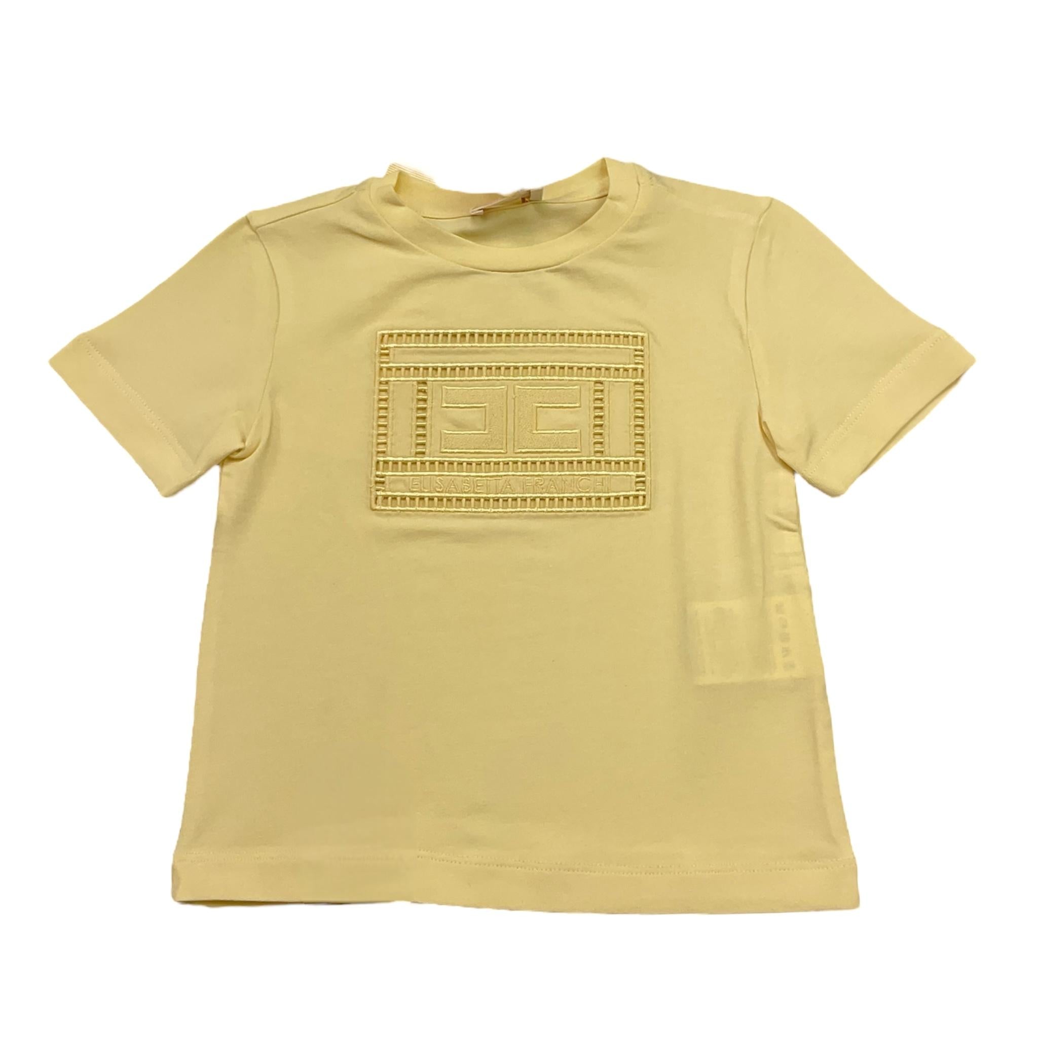 Elisabetta Franchi T-Shirt Girocollo Tinta Unita con Stampa Traforata per Bambina EGTS096 GIALLO ELISABETTA FRANCHI 