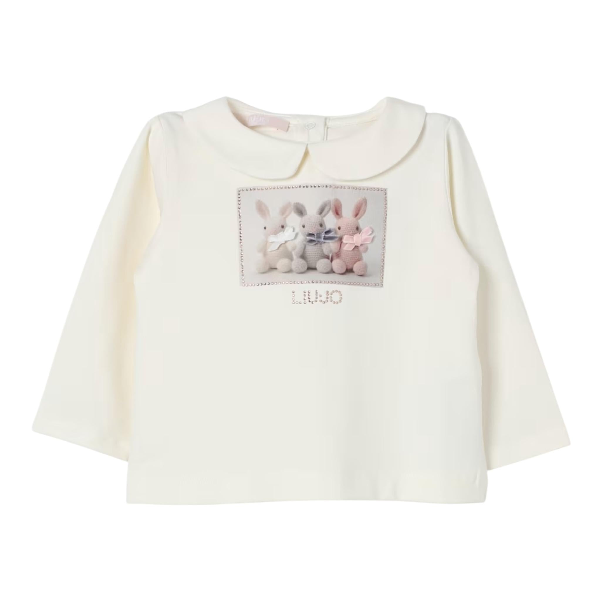 LIU JO shirt girocollo tinta unita con stampa in contrasto Panna per Neonata HF4041 PANNA LIU JO 