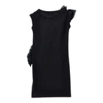 Monnalisa Abito Tinta Unita Giromanica con Balze per Bambina 17E905 NERO MONNALISA 