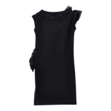 Monnalisa Abito Tinta Unita Giromanica con Balze per Bambina 17E905 NERO MONNALISA 