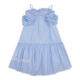 Miss Blumarine Baby-Mädchen Schlichte trägerlose Kleider mit hellblauem Logo-Print