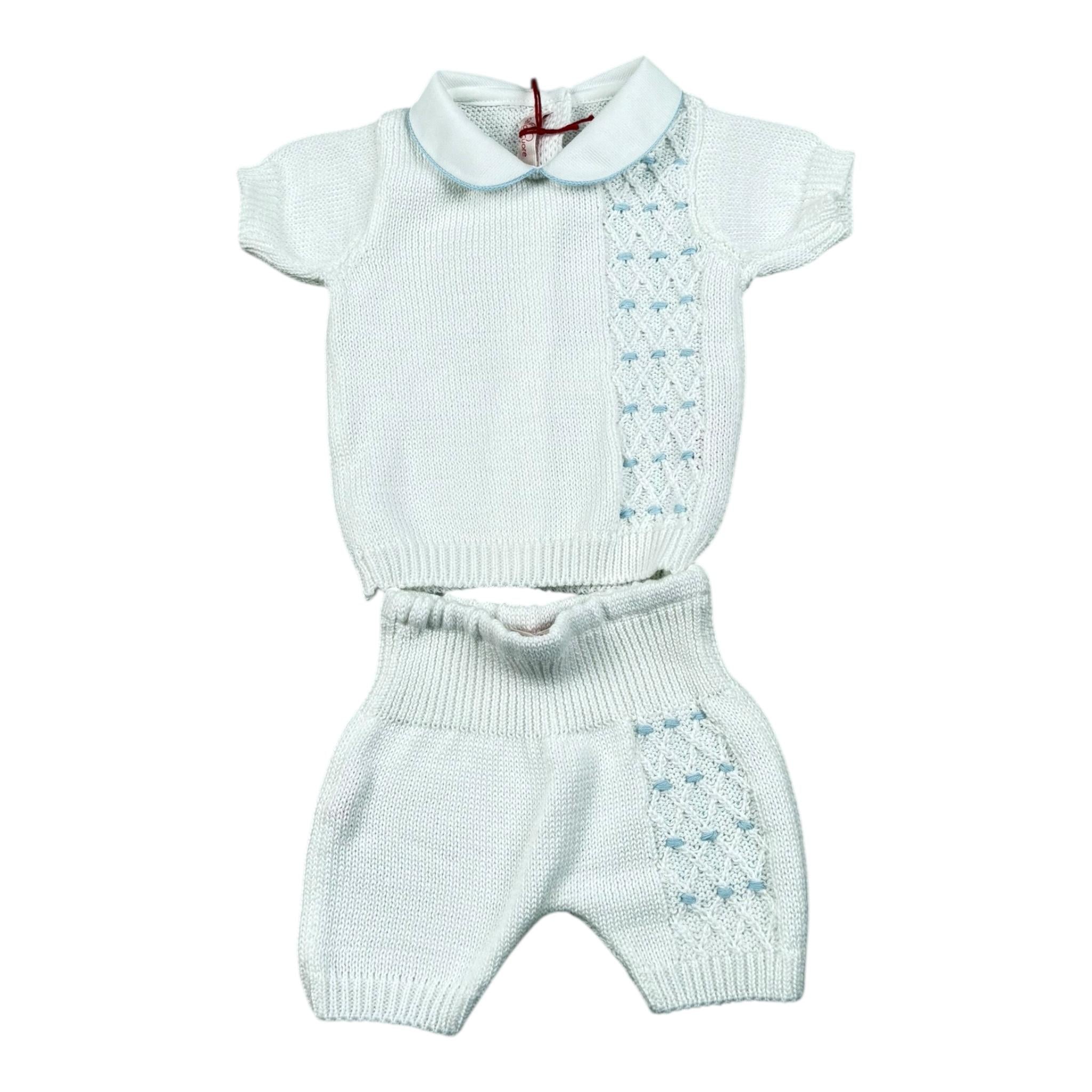 Scaldacuore Completo 2 Pezzi T-Shirt-Bermuda In Maglia per Neonato PS09PCORP24 BIANCO SCALDACUORE 