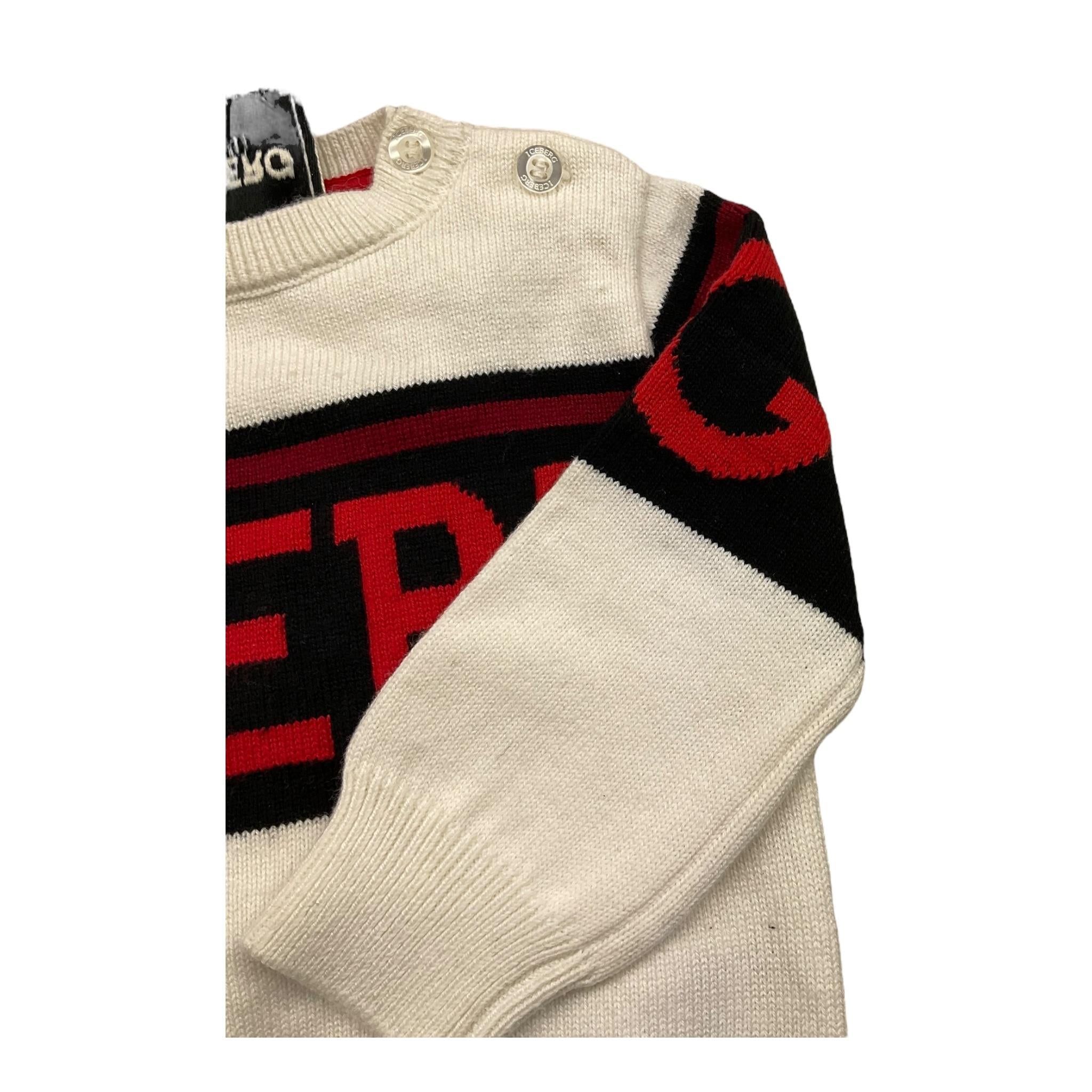 ICEBERG maglia girocollo tinta unita con stampa Panna per Neonato MGICE5315BNX PANNA ICEBERG 