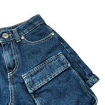 Please Short tinta unita In Denim con Tasconi Blu per Bambina RB63010G72 BLU PLEASE 