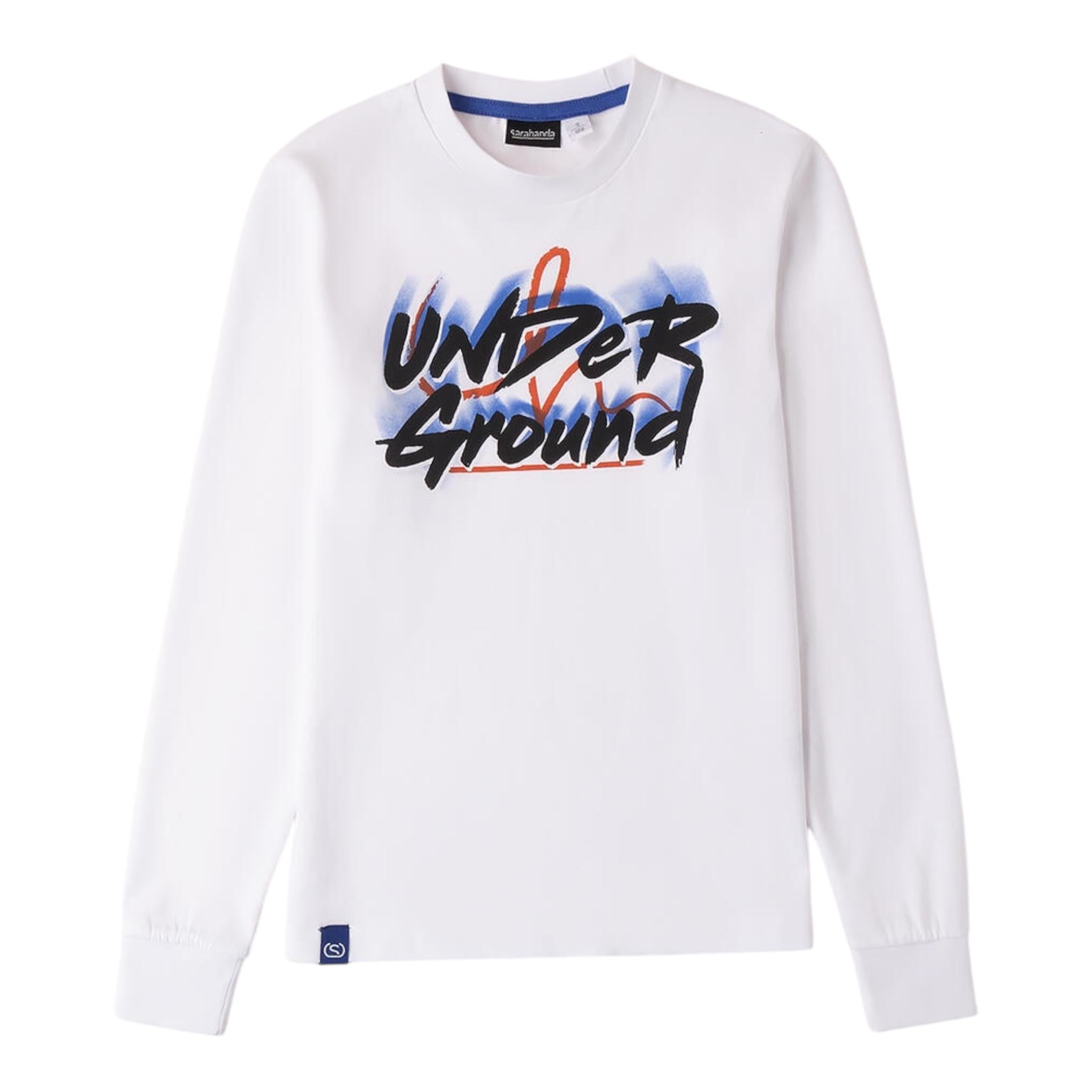 SARABANDA shirt girocollo tinta unita con stampa in contrasto Bianco per Bambino 0A514 BIANCO SARABANDA 