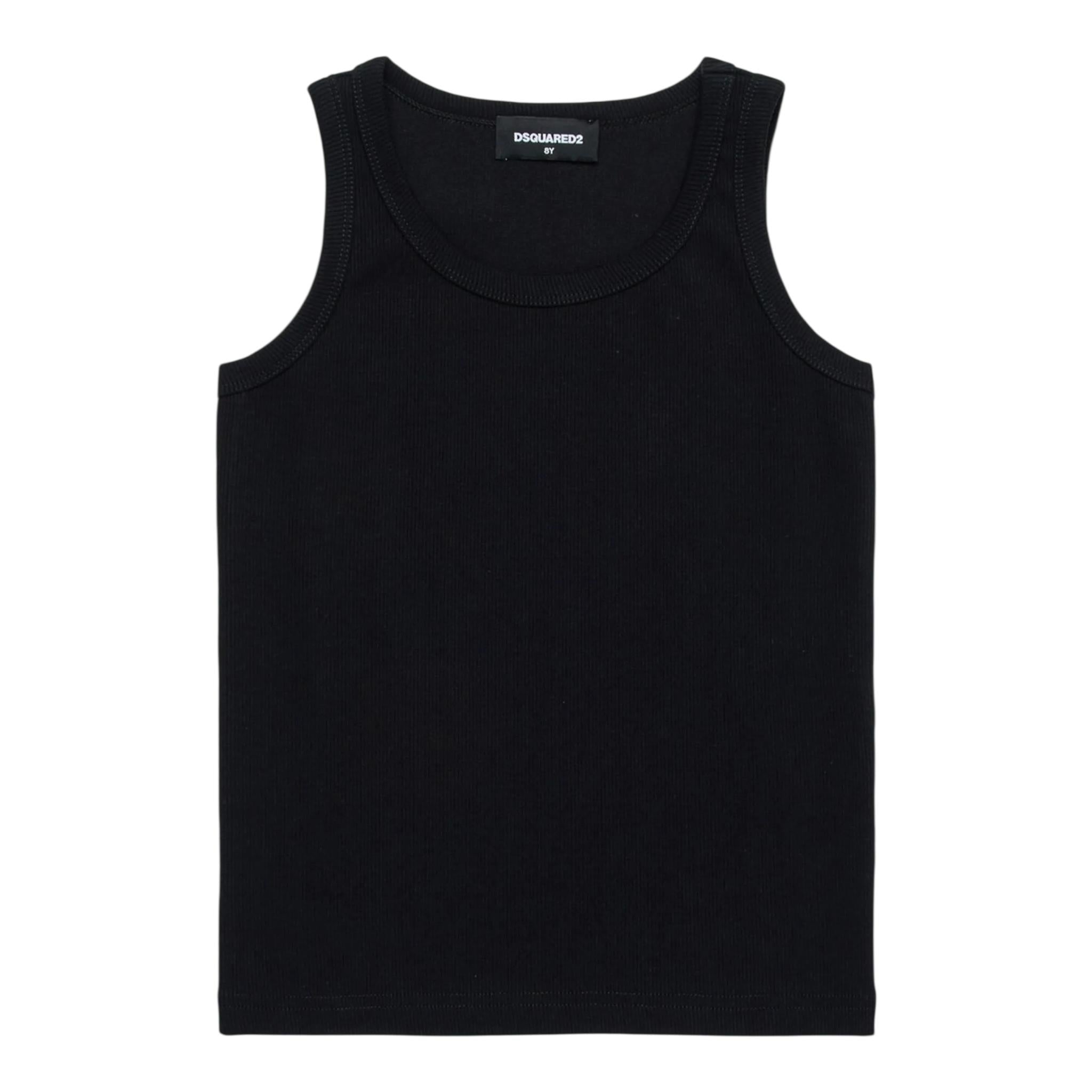 Dsquared2 Canotta Girocollo Tinta Unita con Logo per Bambino DQ2783 NERO DSQUARED2 