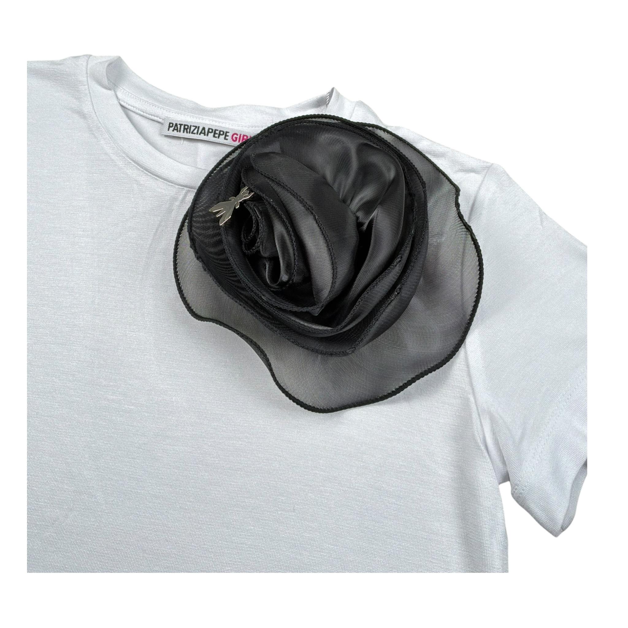 Patrizia Pepe T-Shirt Girocollo Tinta Unita con Applicazione per Bambina 7M0897 BIANCO PATRIZIA PEPE 