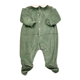 ILFAROBIMBI tutina manica lunga tinta unita in ciniglia Verde per Neonata IFN50970 VERDE ILFAROBIMBI 