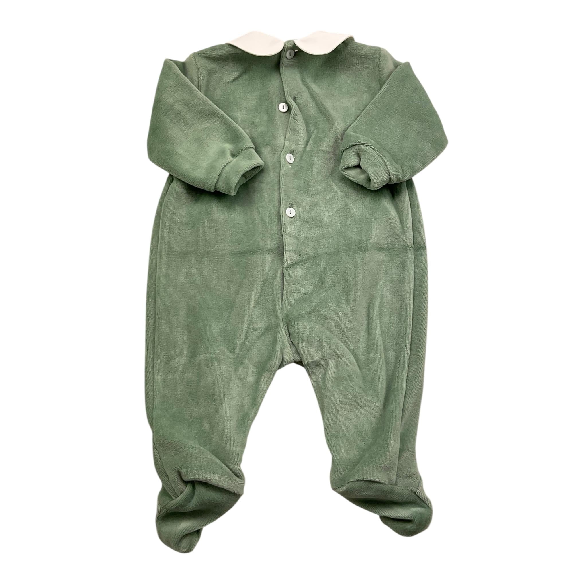 ILFAROBIMBI tutina manica lunga tinta unita in ciniglia Verde per Neonata IFN50970 VERDE ILFAROBIMBI 