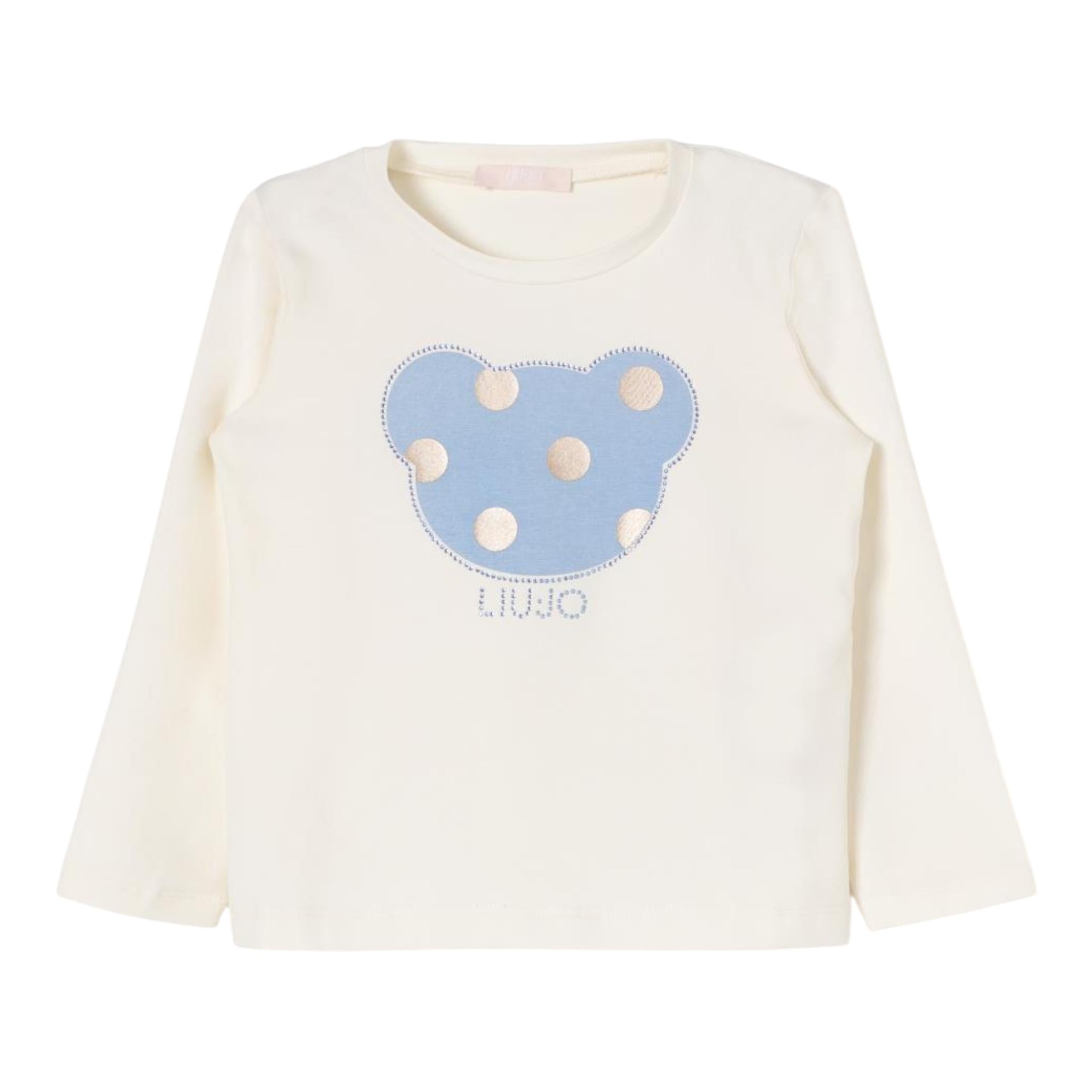LIU JO shirt girocollo tinta unita con stampa in contrasto Panna per Neonata KF4067NX PANNA LIU JO 