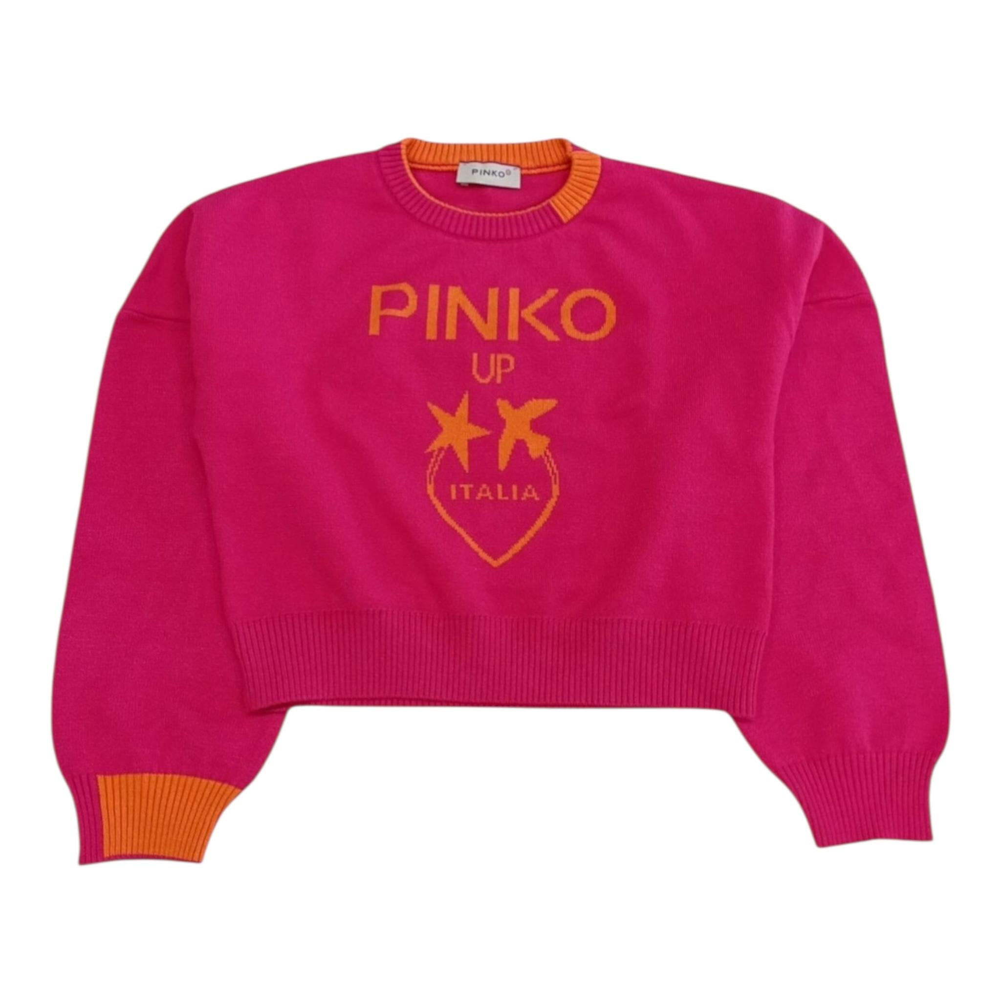 PINKO maglia tinta unita con stampa in contrasto Fuxia per Neonata F4PIBGJP108 FUXIA PINKO 