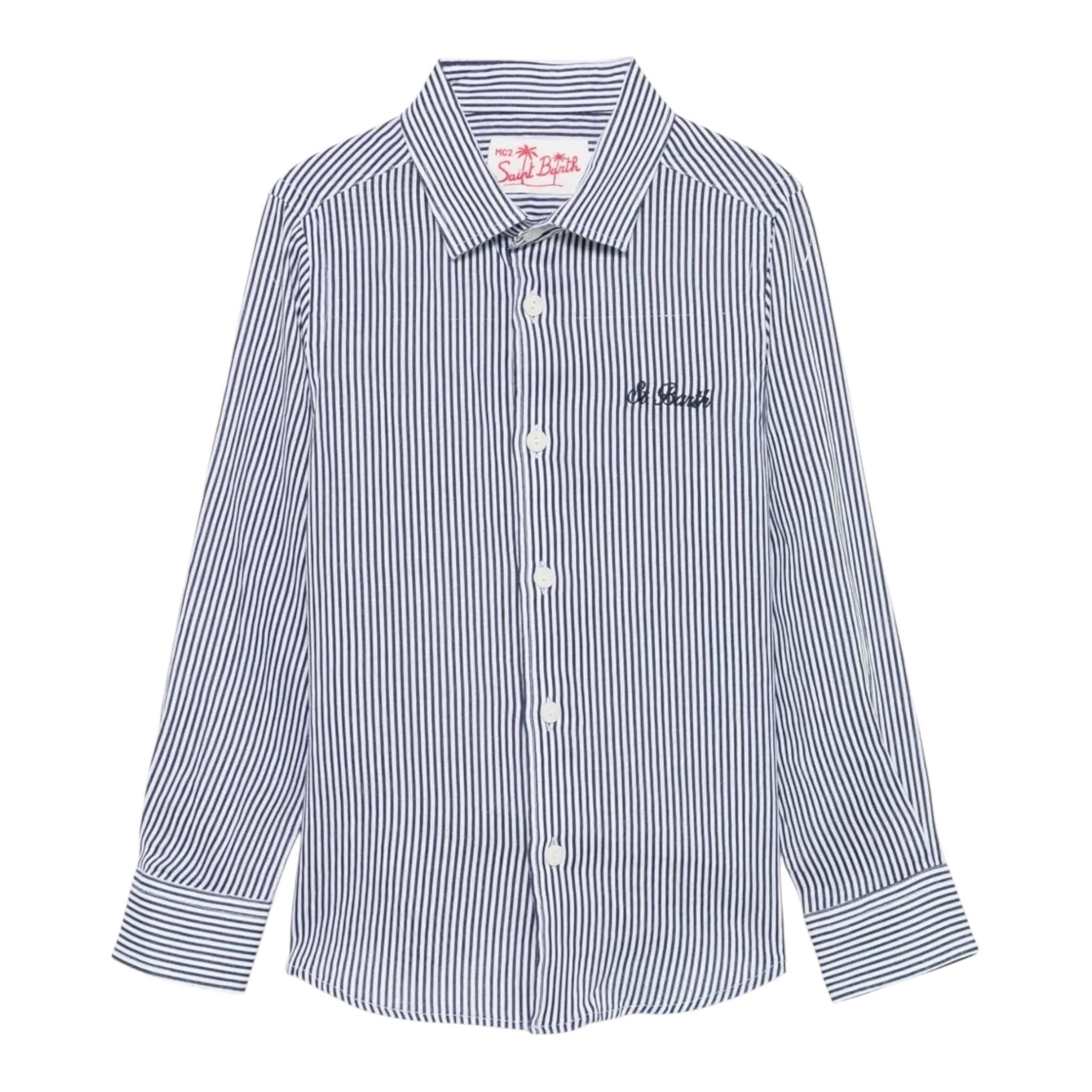 Saint Barth Camicia Manica Lunga Fantasia A Righe per Neonato AGN000101183 BLU SAINT BARTH 