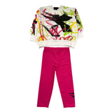 Diadora 2-teiliges Set Sweatshirt-Leggings Weiß/Fuchsia für Baby Mädchen