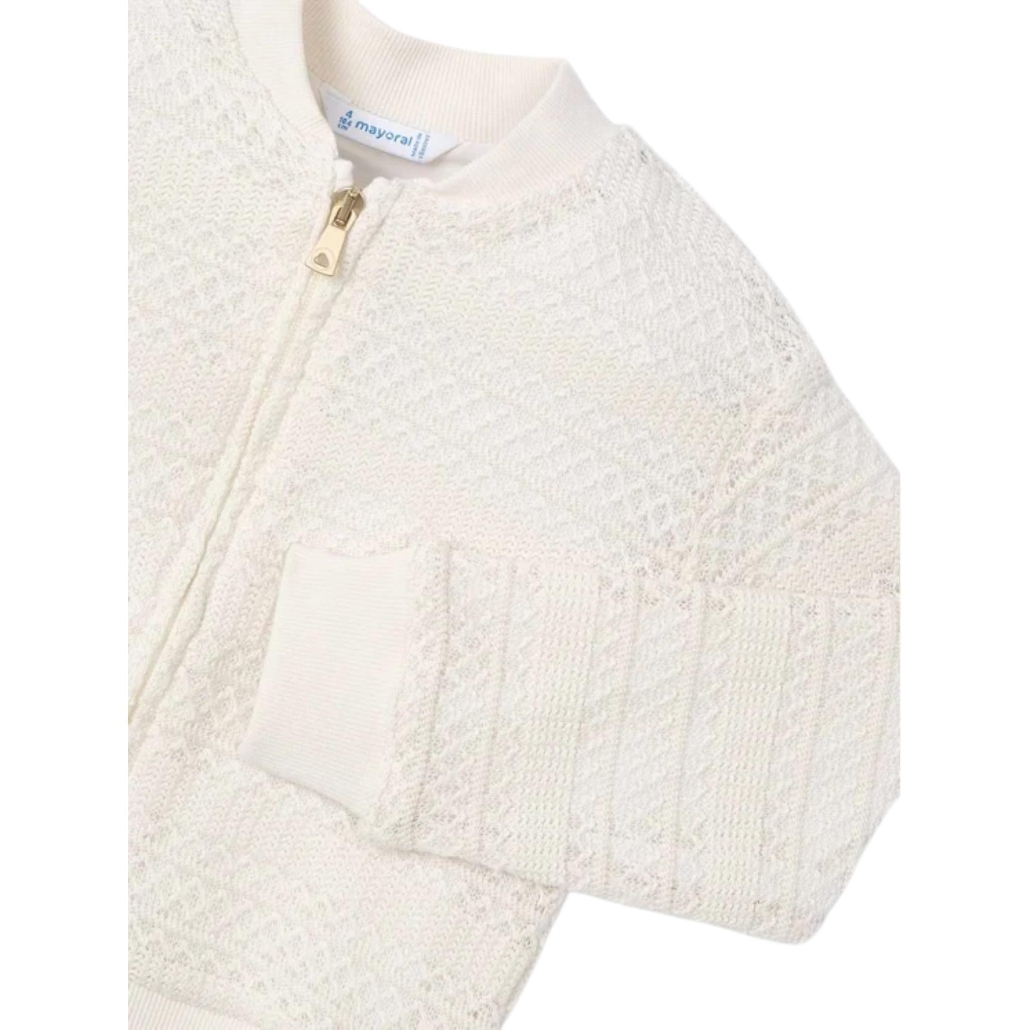 Mayoral Felpa Tinta Unita con Zip E Ricami per Bambina 3409 AVORIO MAYORAL 