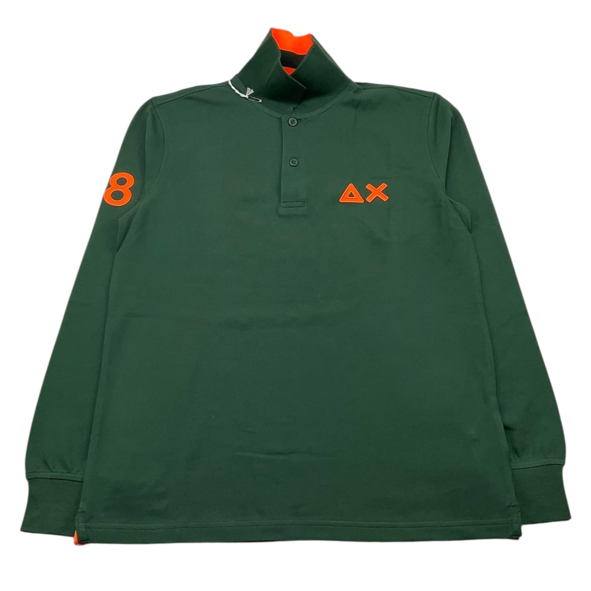 SUN68 polo manica lunga tinta unita con logo in contrasto Verde per Bambino A44312J VERDE SUN68 