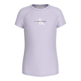 Calvin Klein T-Shirt Girocollo Tinta Unita con Stampa per Bambina IG0IG01470X LILLA CALVIN KLEIN 