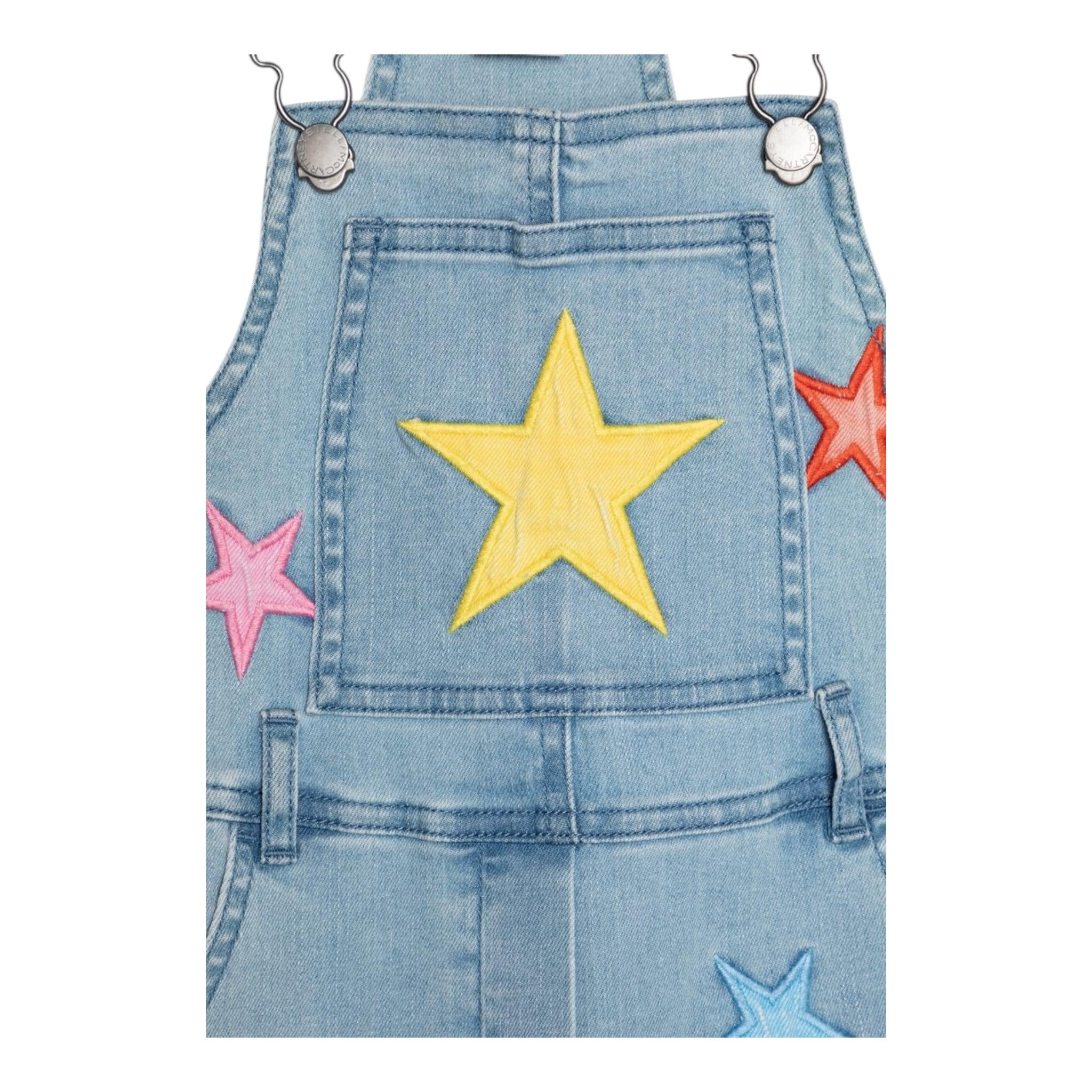 Stella Mccartney Salopette In Denim Tinta Unita con Ricami per Bambina TWAA22 AZZURRO STELLA McCARTNEY 