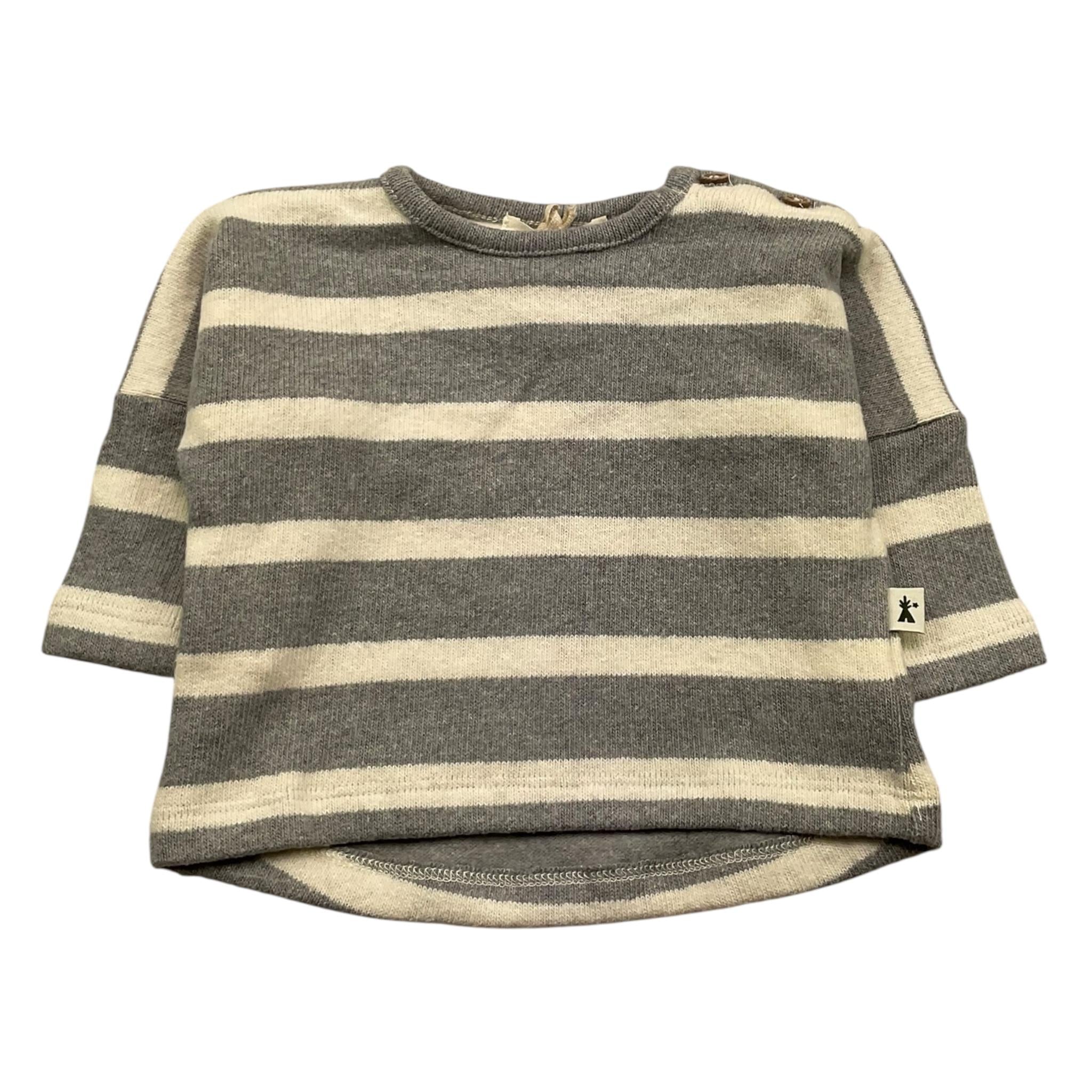 PETIT INDI maglia fantasia a righe Panna/grigio per Neonato AW24B3006 PANNA/GRIGIO PETIT INDI 