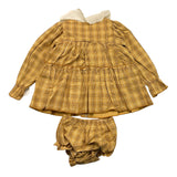 Valentina Bebes Set Einfarbig Kleid-Coulotte Keks Für Neugeborene