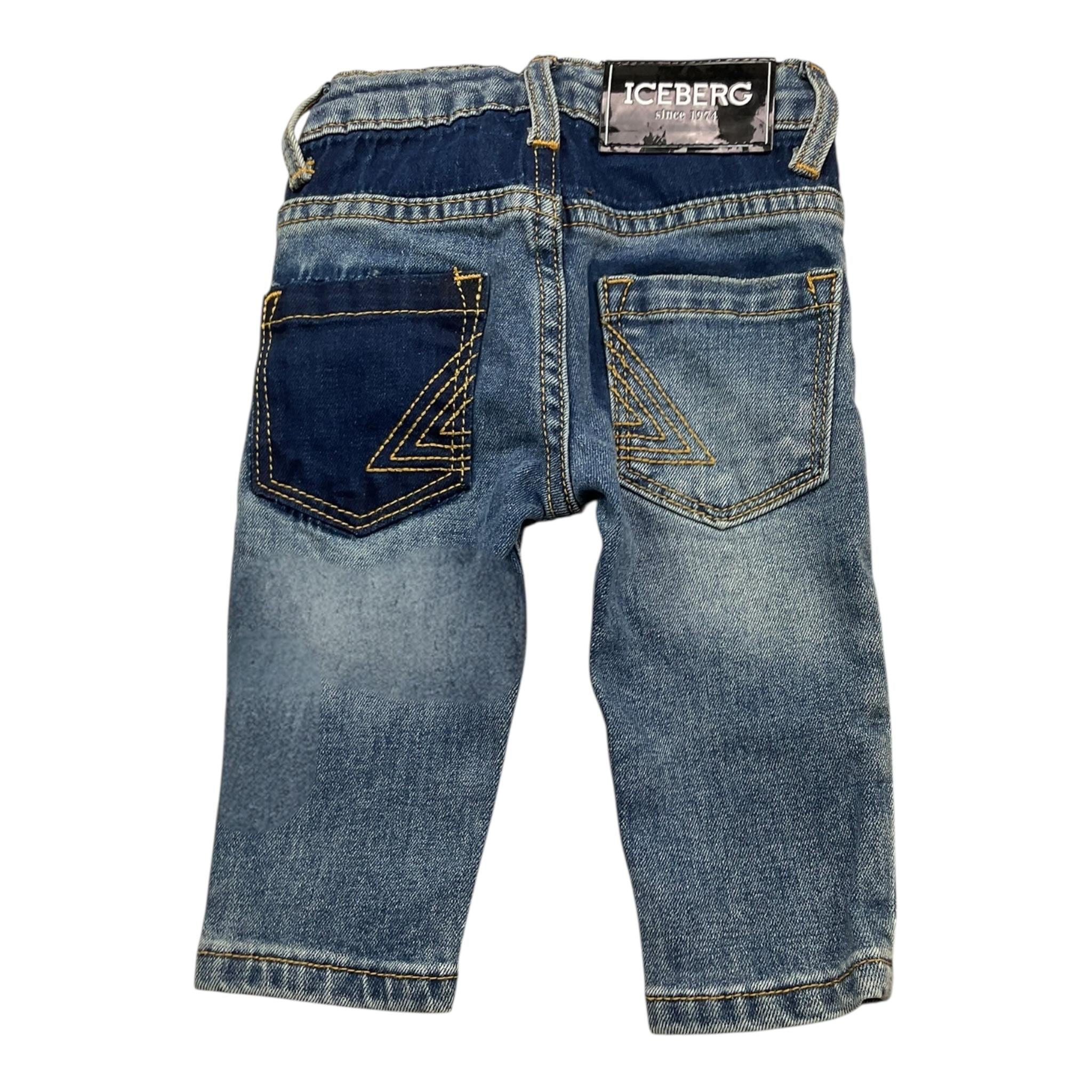 Iceberg Jeans Tinta Unita con Girovita Regolabile per Neonato PTICE4102BN AZZURRO ICEBERG 