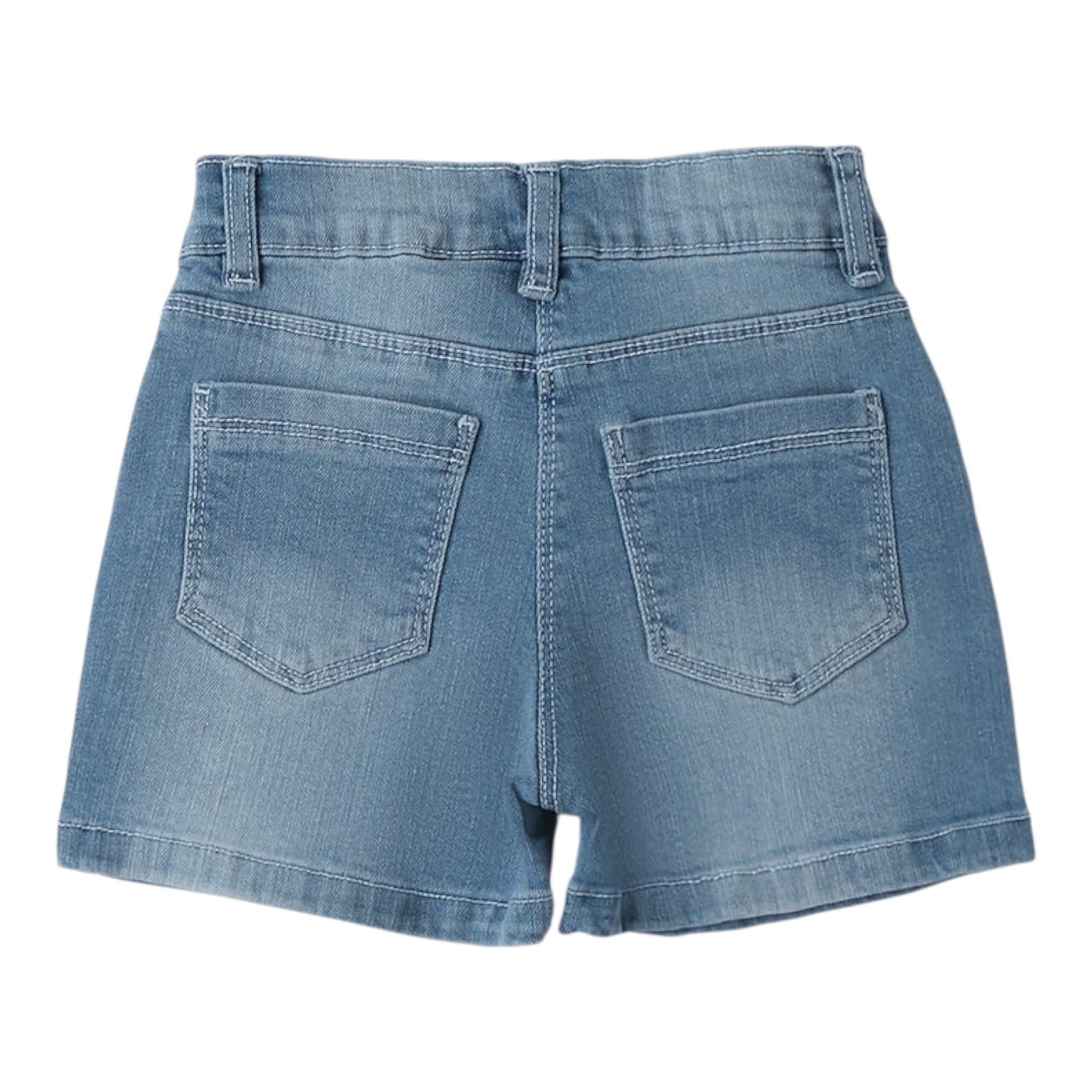 I Do Short In Denim Tinta Unita con Girovita Regolabile per Bambina 4B537 AZZURRO I DO 