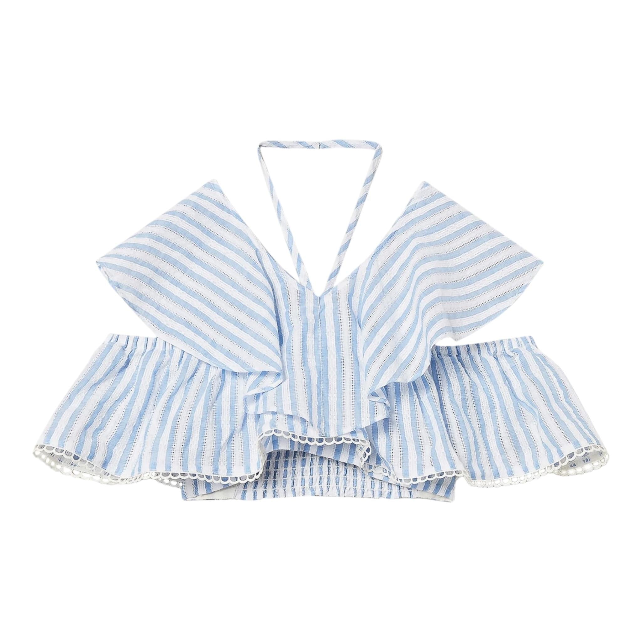 Twinset Top Bicolore con Fantasia A Righe per Bambina 251GJ2471X BIANCO TWINSET 