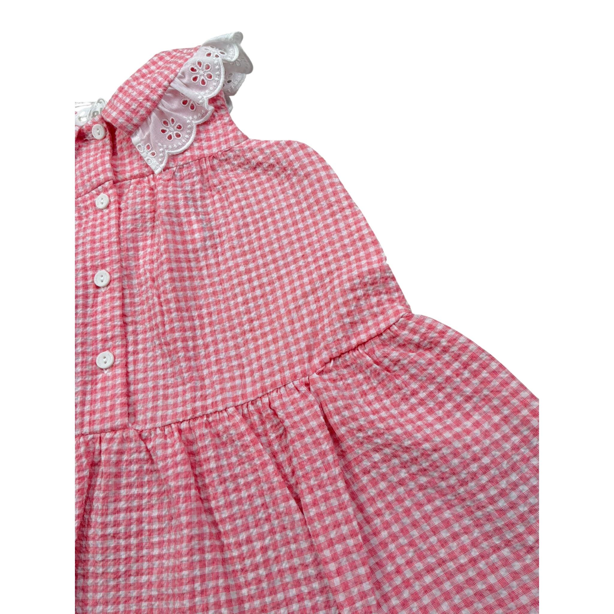 Lalalu' Abito Tinta Unita con Fantasia A Righe per Neonata VTL14P ROSA LALALU' 