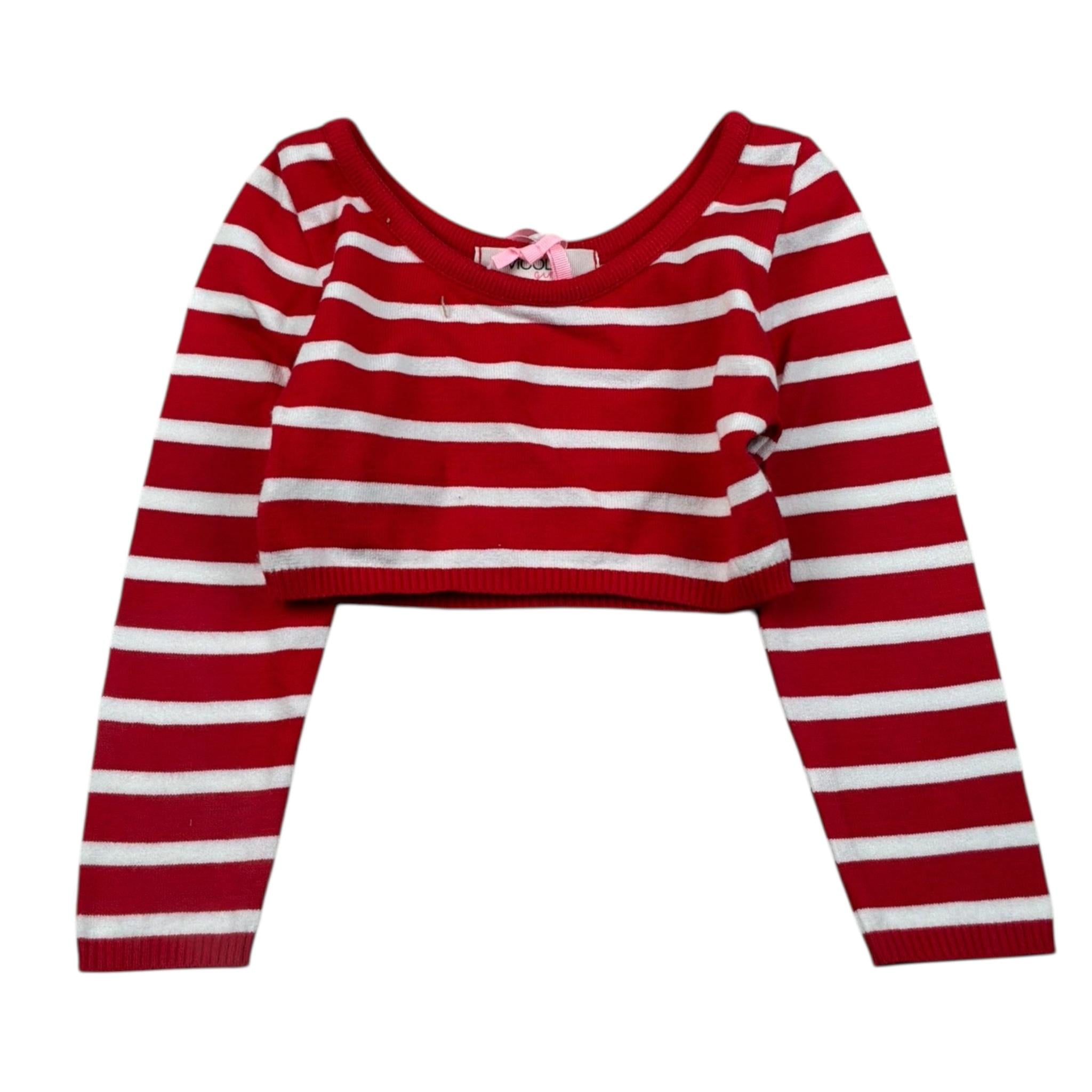 Vicolo Maglia Crop Bicolore con Fantasia A Righe per Neonata 3145WY00311 BIANCO/ROSSO VICOLO 