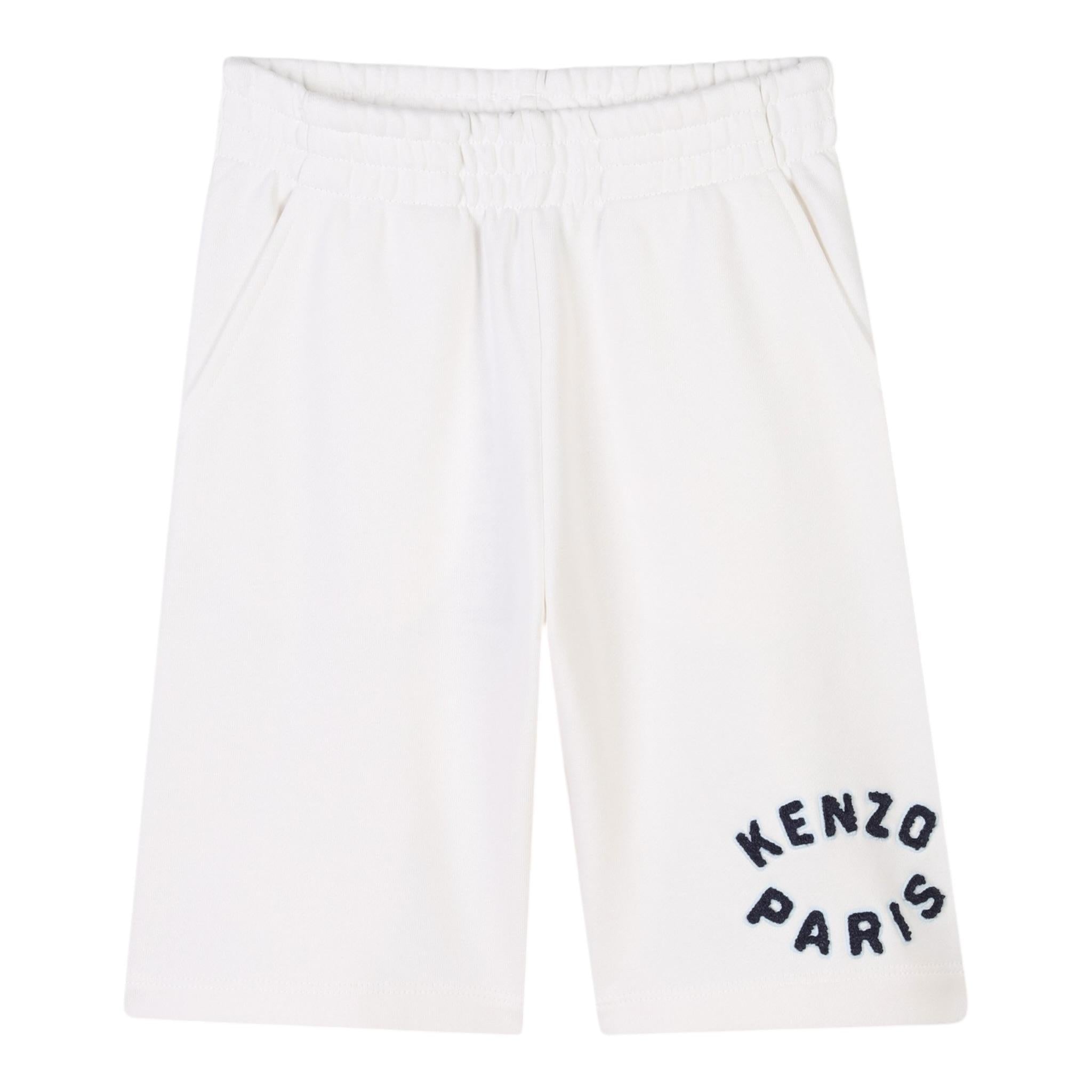 Kenzo Bermuda In Felpa Tinta Unita con Logo per Bambino K60995 PANNA KENZO 