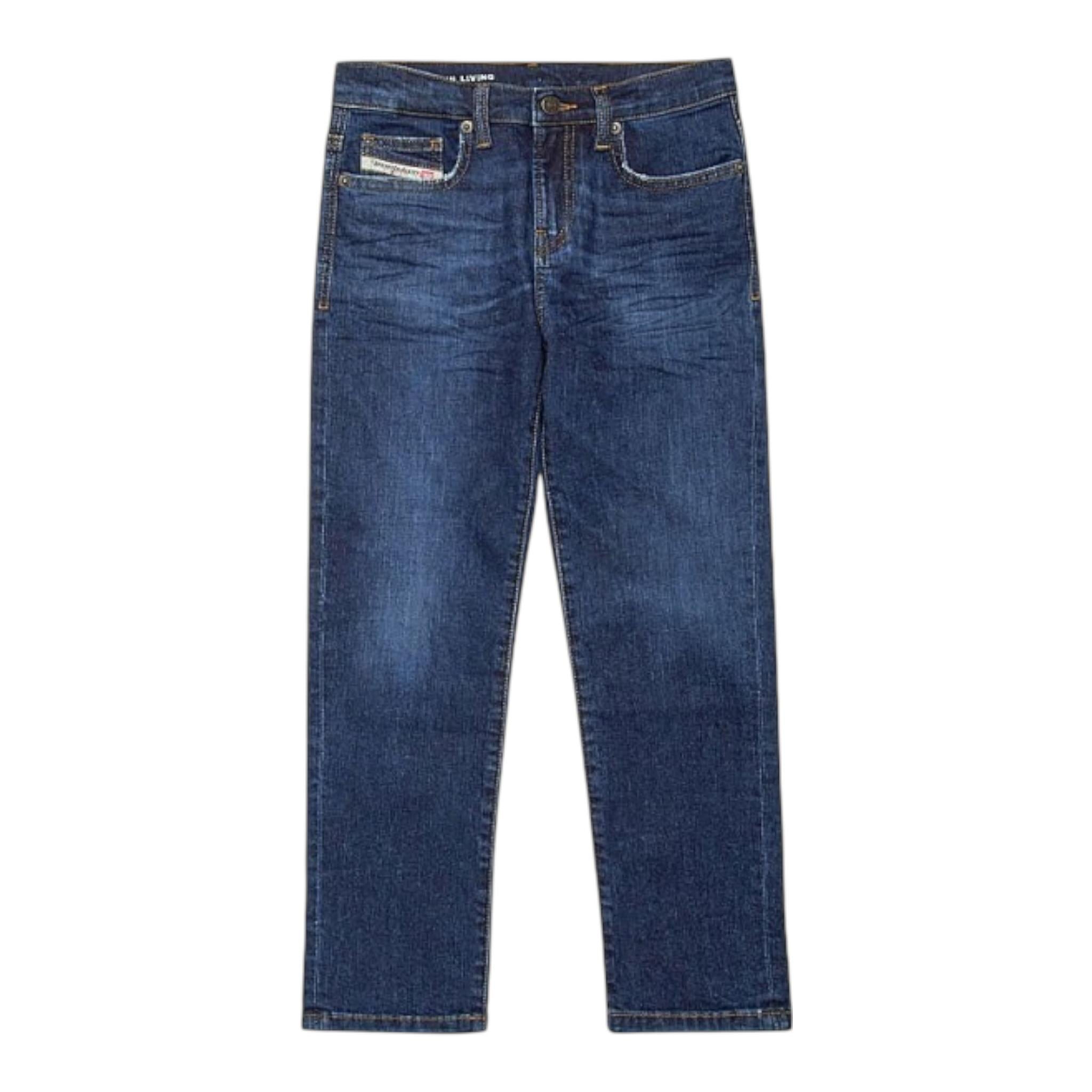 Diesel Jeans tinta unita con Girovita Regolabile Blu per Bambino J00809XX BLU DIESEL 