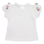 Monnalisa T-Shirt Girocollo Tinta Unita con Applicazioni per Neonata 31E604XN BIANCO MONNALISA 