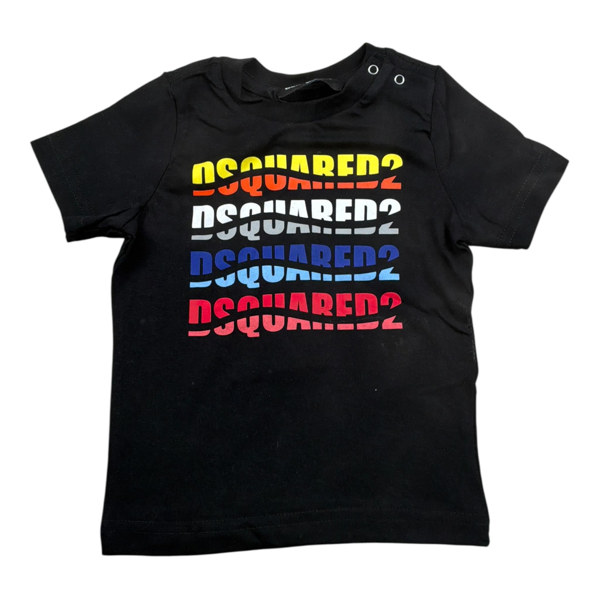 Dsquared2 T-Shirt tinta unita con Stampa Nero per Neonato DQ2140 NERO DSQUARED2 