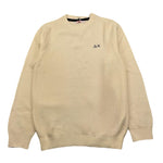 SUN68 maglia girocollo tinta unita con ricamo logo Panna per Bambino K44340 PANNA SUN68 