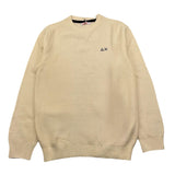 SUN68 maglia girocollo tinta unita con ricamo logo Panna per Bambino K44340 PANNA SUN68 
