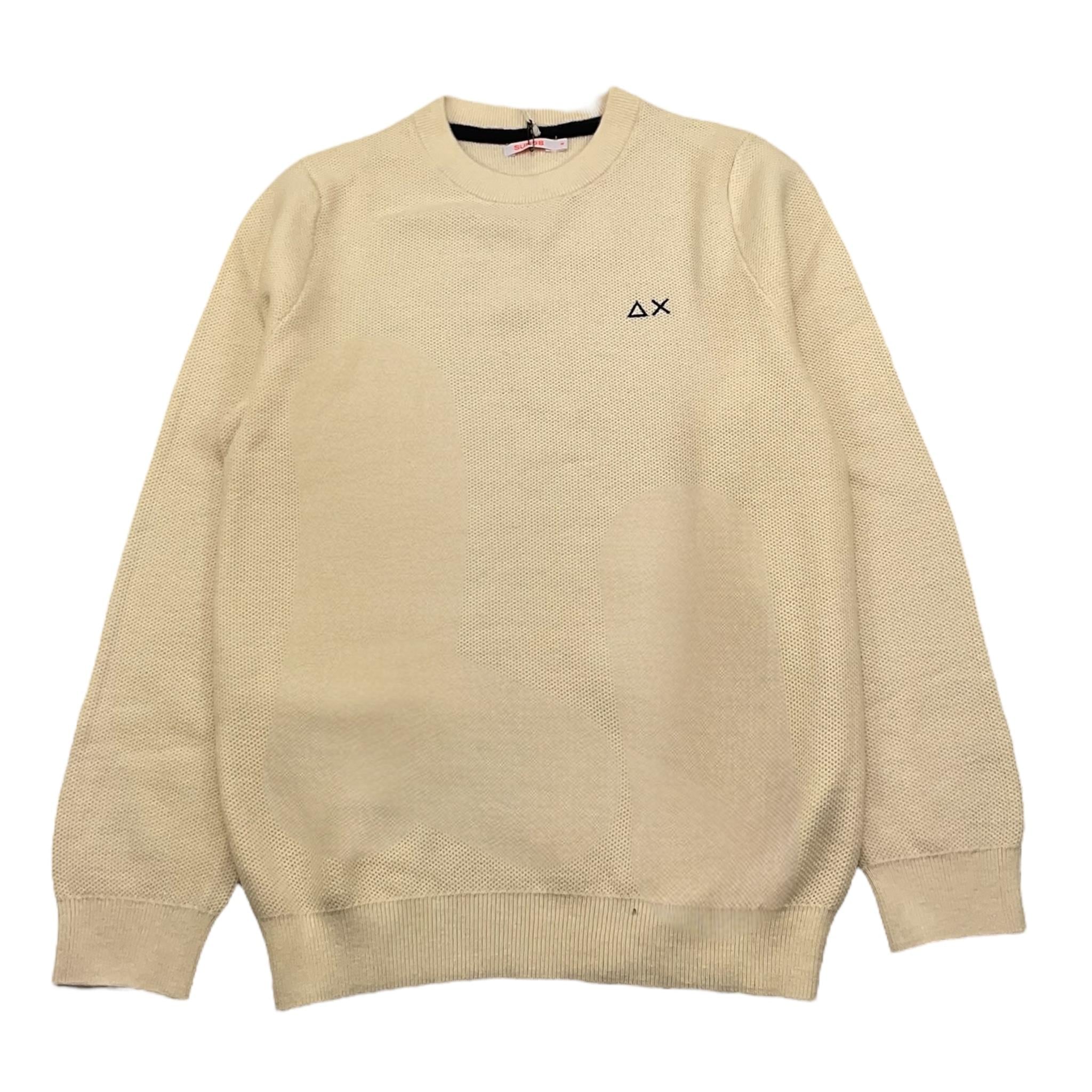 SUN68 maglia girocollo tinta unita con ricamo logo Panna per Bambino K44340 PANNA SUN68 